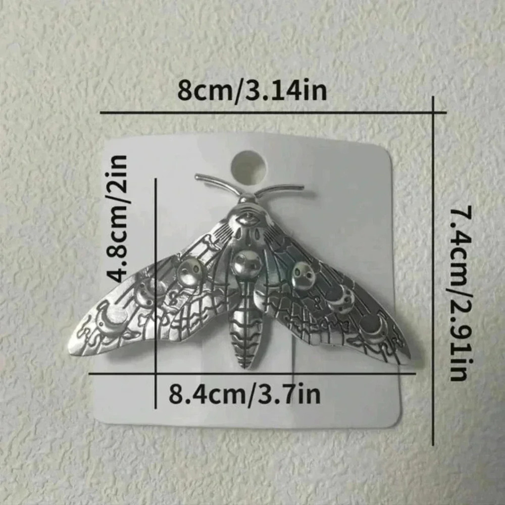 Silver moth clip plated large hair accessories women's prop Halloween party jewe - Picture 5 of 5